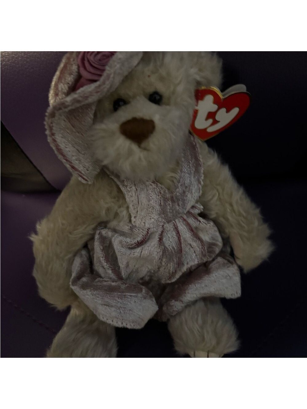 Ty Beanie Baby Bear in Pink Outfit